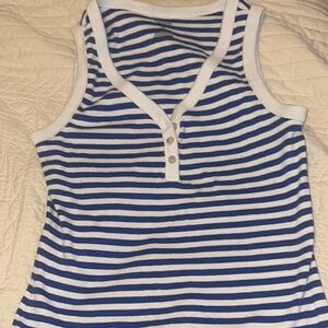 Blue and White Striped Tank Top